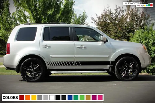 Vista 3 de Bubbles Designs Adhesivo adhesivo de vinilo inferior Racing Stripe Kit compatible con Honda Pilot 2008-2015 (negro)