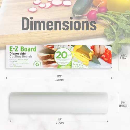 Vista 2 de Mind Reader E-Z Board Tabla de cortar desechable de plástico, 20 pies cuadrados, fácil de limpiar y de uso conveniente, ideal para camping, caza