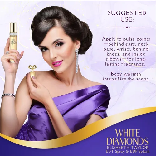 Vista 5 de Elizabeth Taylor White Diamonds - Set de regalo para damas con spray, loción corporal, gel de ducha y perfume