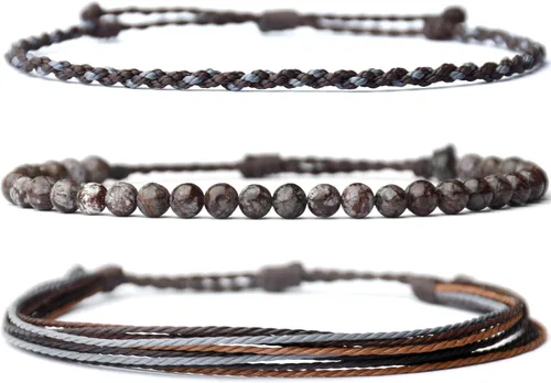 Vista 26 de Pulsera curativa hecha a mano con cuentas de piedra natural, regalo para hombres, pulsera de cuerda ajustable