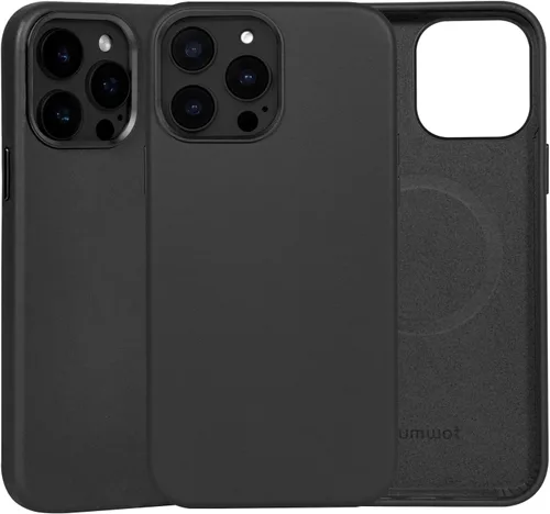 Vista 22 de Funda de cuero genuino para iPhone 13 Pro, cuero de grano completo, compatible con MagSafe y carga inalámbrica, bisel de la cámara con botones