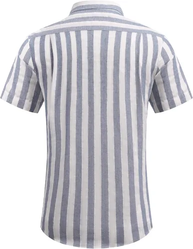 Vista 4 de COOFANDY - Camisa de lino de manga corta con botones estilo informal para hombre, ideal para la playa