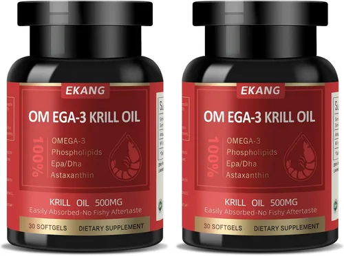 Vista 8 de Aceite de krill antártico 500 mg con omega-3, EPA, DHA y astaxantina y fosfolípidos, sin sabor a pescado, suplemento dietético para articulaciones