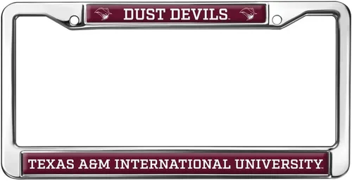 Vista 359 de Texas A&M University - Texarkana Mascot - Marco de metal estándar para placa de matrícula de tamaño completo