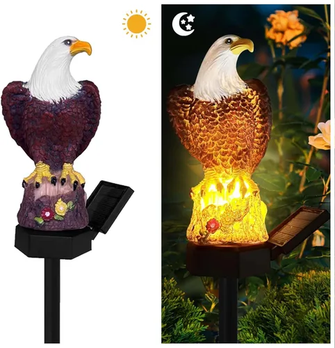Vista 7 de Luces Solares de Jardín con Águila - Decoración al Aire Libre con Luces LED de Camino, Estatua de Animal