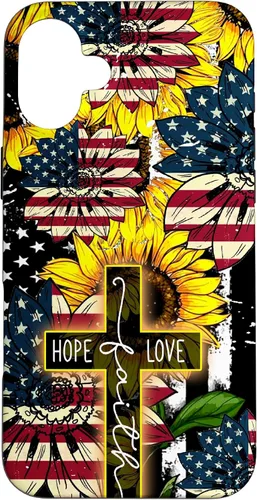 Vista 22 de Funda para iPhone 16 Sunflowers Faith Hope Love Jesus Cross Christian