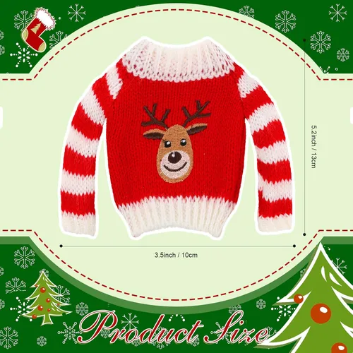 Vista 2 de Zubebe 12 piezas de accesorios de ropa de Navidad, suéter de muñeca de Navidad, ropa tejida para muñeca con estampado de Santa, árbol de Navidad