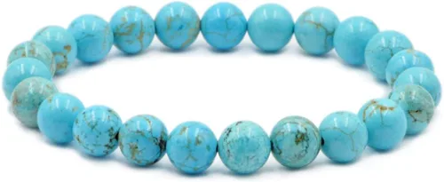 Vista 24 de AD Beads Pulsera elástica de cuentas redondas de piedras preciosas naturales, curación Reiki, 0.315 in Azul aguamarina