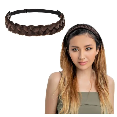 Vista 7 de Diadema trenzada para mujer, 3 hebras, banda trenzada gruesa Estilo rápido, aspecto natural, ajuste elástico suave, sensación ligera, sujeción