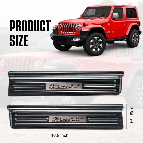 Vista 3 de Rowa - Protectores de umbral de puerta de acero inoxidable 304 compatibles con Jeep Wrangler JL JLU 2018-2025 & Gladiator JT 2020-2025, protector