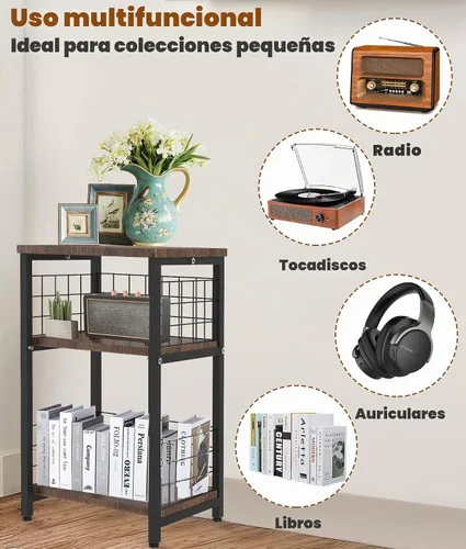 Vista 7 de Soporte para tocadiscos de vinilo, mesa auxiliar de 3 niveles con Negro Dual-net