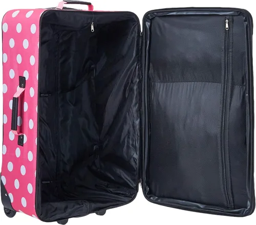 Vista 5 de Rockland Vara Softside - Juego de equipaje vertical de 3 piezas, Rosado con puntos, Vara Softside - Juego de equipaje vertical de 3 piezas