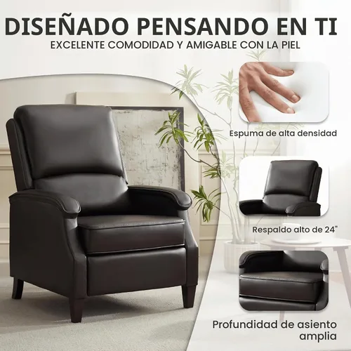 Vista 4 de VKNOW Silla reclinable de piel sintética con respaldo ajustable, color Marrón (Chestnut Brown)