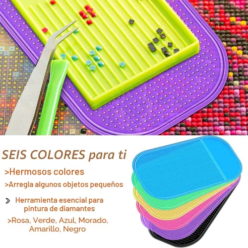 Vista 5 de Blulu 6 piezas de accesorios de pintura de arte de diamantes, herramientas antideslizantes, alfombrilla adhesiva, bandejas de pintura de diamante