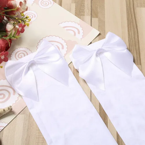 Vista 3 de Nituyy - Calcetines largos de satén para mujer, diseño de lazo