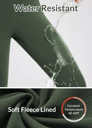 Vista 42 de baleaf Leggings con forro polar para mujer, impermeables, pantalones de senderismo de invierno, mallas térmicas para correr, bolsillos