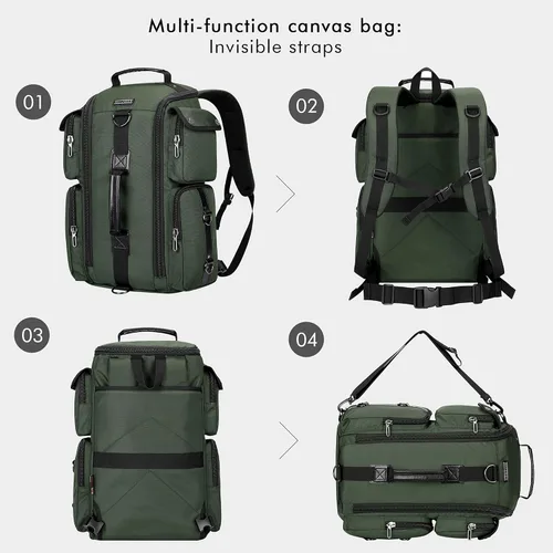 Vista 3 de WITZMAN Mochila de viaje para hombre, mochila de mano de gran capacidad, mochila para portátil de 17 pulgadas (6695 verde militar)