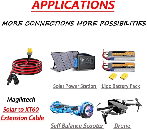Vista 7 de Cable de extensión de carga solar a XT60, conector solar de 12 pies a XT60, cable adaptador para puerto de entrada XT60, estación de energía
