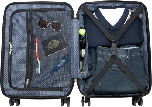 Vista 2 de Ben Sherman Heathrow Hall - Maleta de 8 ruedas extensible y ligera, color gris oscuro, azul (Vivid Blue)), 181557VB