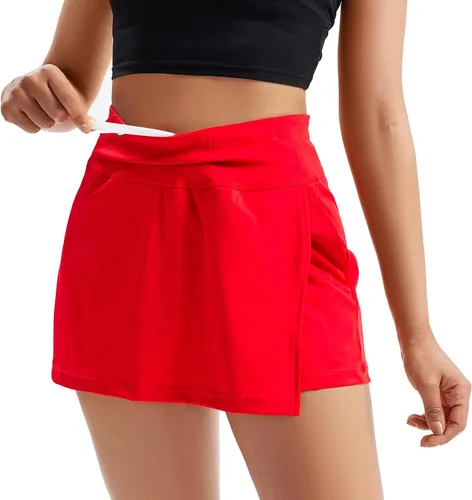 Vista 3 de Blaosn Pantalones cortos con falda para mujer, para gimnasio, yoga, atletismo, entrenamiento, correr, tenis, falda linda para niñas, ropa de moda
