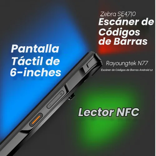 Vista 7 de Rayoungtek Android 12 Escáner de Código de Barras 4+64GB Integrado 1D/2D/QR Zebra SE4710 Escáner de Código de Barras 4G Inalámbrico Computadora