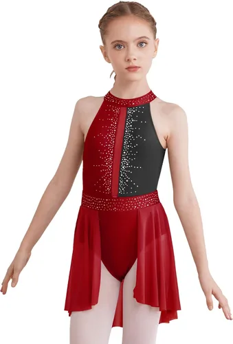 Vista 7 de CHICTRY Kids Girls Sparkly Rhinestone Ballet Gymnastics Leotards Modern Lyrical Dance Costume