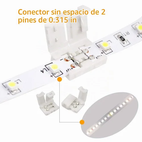Vista 3 de Kit de conector de tira LED de 2 pines para tira de luz LED de 0.315