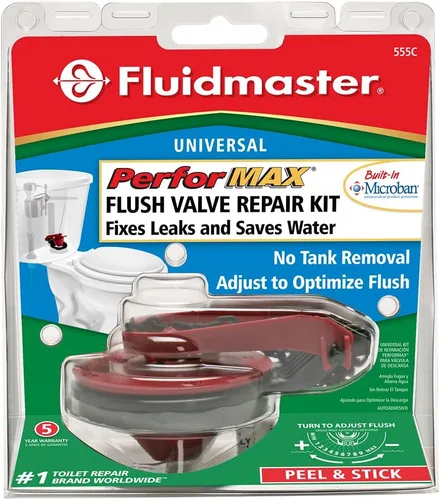 Vista 4 de Fluidmaster 555CRP8 Universal PerforMAX Kit de reparación de válvula de descarga de inodoro de 5 minutos de 2 pulgadas.