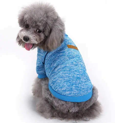 Vista 3 de 2 piezas de suéter clásico de punto para perro Idepet, abrigo de forro polar para perros pequeños y medianos, ropa cálida para perros y gatos