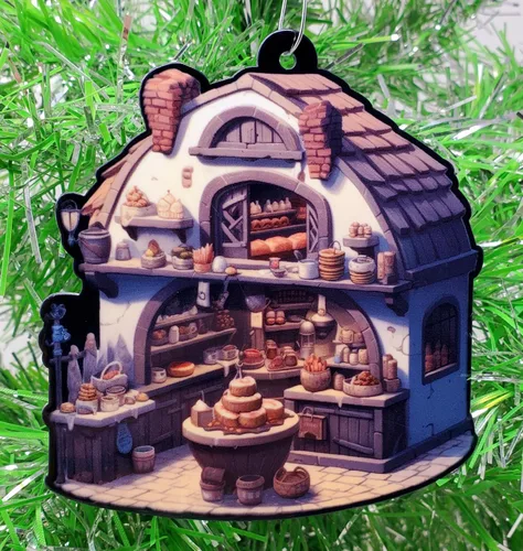 Vista 2 de Generic Adorno navideño con temática de panadería de pueblo antiguo