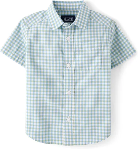 Vista 22 de The Children's Place Baby Boys' and Toddler Poplin Short Sleeve Button Down Shirt (Applemint)