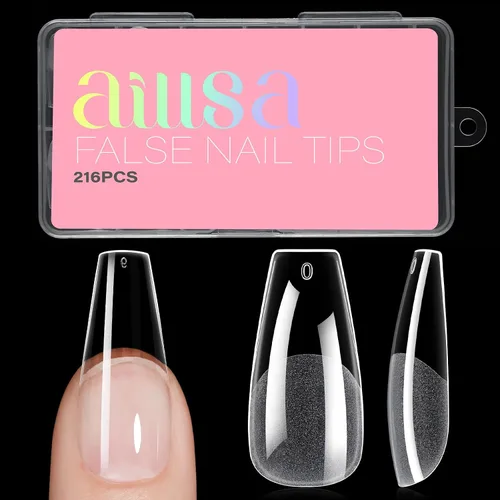 Vista 14 de AILLSA Puntas de uñas de bailarina, puntas de uñas de gel transparente
