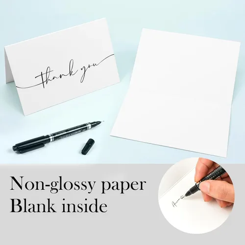Vista 4 de NESCCI Paquete de 24 tarjetas de agradecimiento con sobres, diseño minimalista de 4 x 6 pulgadas, notas de agradecimiento para bodas, despedidas