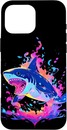 Vista 19 de iPhone 16 Colorful Shark, Spirit Animal, Multicolor Art, Case
