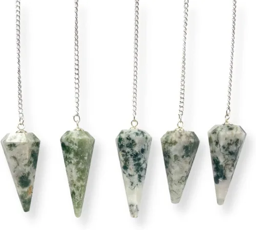 Vista 35 de WholesaleGemShop Péndulo facetado de cristal de piedras preciosas naturales
