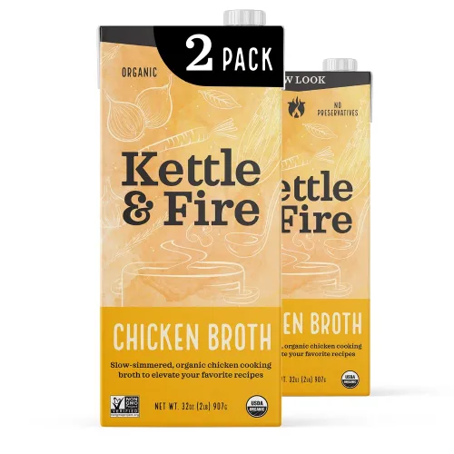 Vista 8 de Kettle & Fire KETTLE & FIRE Caldo de pollo orgánico, pollo, hervidor, 32 onzas