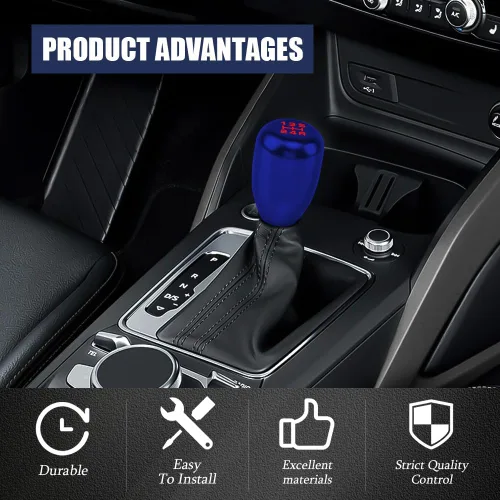 Vista 7 de Zufoty Pomos de palanca de cambios para automóvil, perilla de cambio de transmisión manual, perilla de palanca de cambios de 5 velocidades con Azul