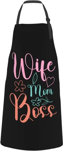 Vista 9 de Wife Mom Boss Aprons With Pockets Men Women Waterproof Adjustable Bib Apron Kitchen Gardening Salon Aprons For Cooking