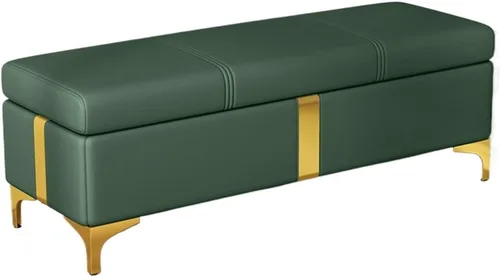 Vista 8 de LSLYTQ Bedroom Bench for End of Bed Bedroom Storage Bench End of Bed Leather Sofa Bench Window Sitting Fireplace Toy Storage... Upholstered Blu