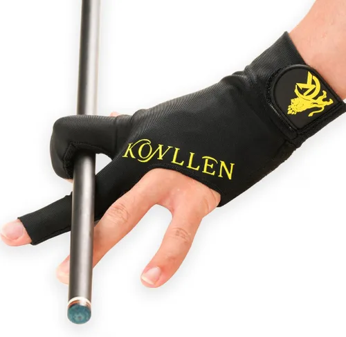 Vista 17 de KONLLEN Breathable Billiards Gloves, Left/Right Hand Three-finger design, mesh palm, adjustable wrist strap, secure grip for pool and snooker