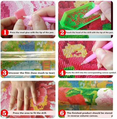 Vista 7 de HUBENDMC Kits de pintura de diamantes para niños, paquete de 6 gemas para niños, arte de diamantes fácil para principiantes, manualidades de puntos