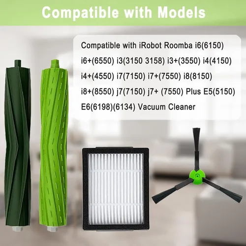 Vista 2 de Paquete de 18 piezas de repuesto compatibles con iRobot Roomba i3 i3+ i7 i7+ i4 i6 i6+i8 i8+/Plus E5 E6 E7 J7 i5+j5+ Serie I, E & J Aspiradora 2
