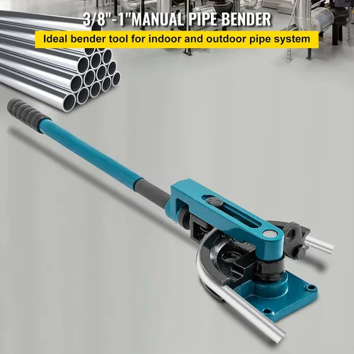 Vista 3 de VEVOR Dobladora de tubos de tubo, dobladora manual de tubo de 3/8 a 1 pulgada, con 7 troqueles, dobladora de tubos de servicio pesado y medidor