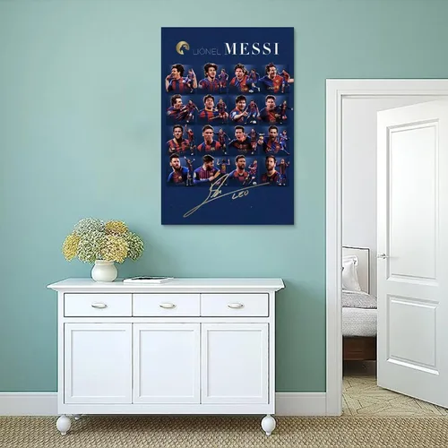 Vista 4 de SUKORI Messi - Póster Messi firmado (4) para dormitorio, estética, 12 x 18 pulgadas, sin marco