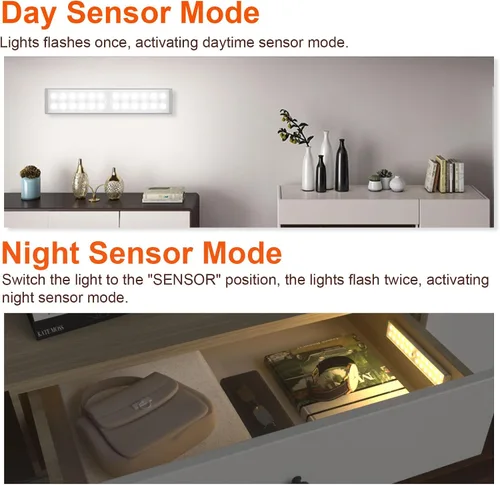 Vista 4 de 58 luces LED para debajo del gabinete, luz recargable RGB con sensor de movimiento para interior, luces nocturnas con control remoto, pack de 2