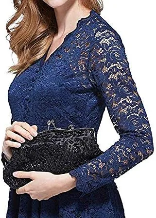 Vista 2 de Tmore Bolso de noche grande con diseño de lentejuelas y cuentas