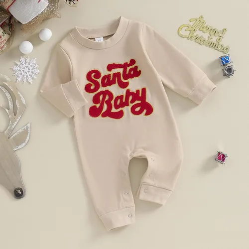 Vista 24 de FYBITBO Ropa de bebé niño niña Santa manga larga mono mameluco recién nacido primera Navidad traje de una pieza