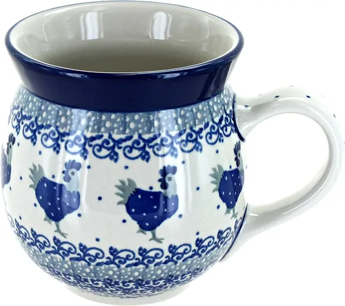 Vista 24 de Blue Rose Polish Pottery - Blue Alyce Bubble Mug - 16 oz - Unique Shape Mug for Coffee & Tea