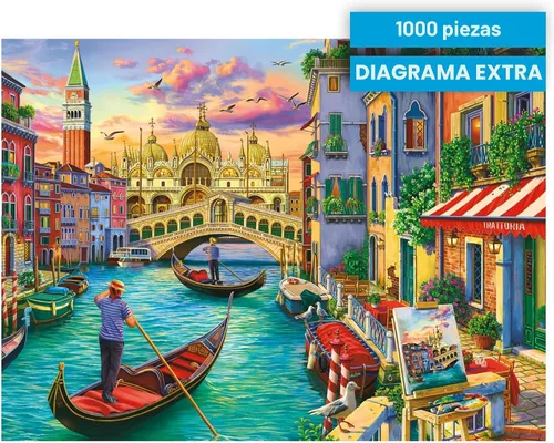 Vista 6 de Buffalo Games Image World - Sights of Venice - Rompecabezas de 1000 piezas - 26.75 x 19.75 pulgadas, rectangular, vista panorámica de Venecia