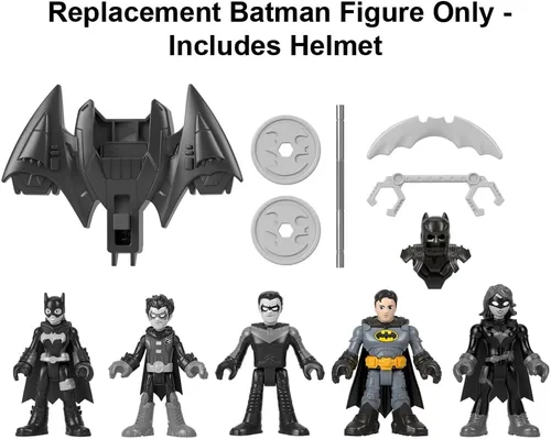 Vista 4 de Pieza de repuesto para Imaginext Super-Friends Playset - HML03 ~ Figura de Batman Poseable de repuesto ~ Incluye casco